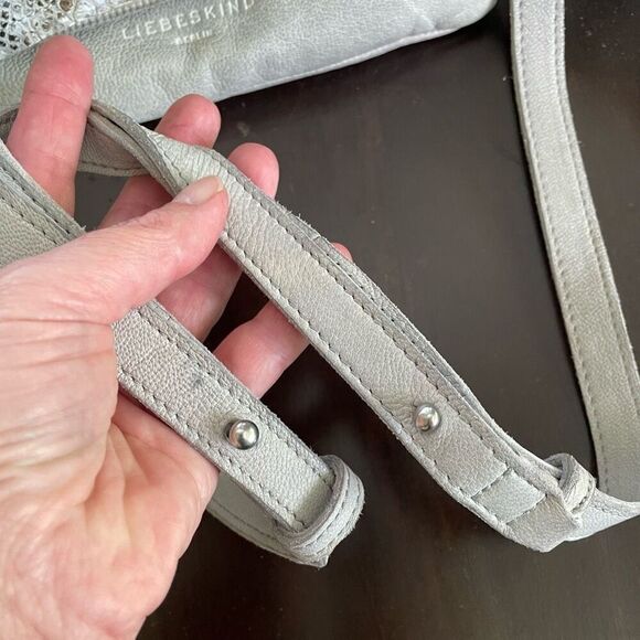 Liebeskind Berlin Nyala Goat Leather Colored Snake Crossbody Purse Bag Grey - Picture 8 of 13